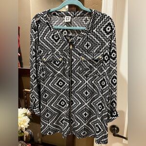 Anne Klein Black & White Patterned Women's Jacket
